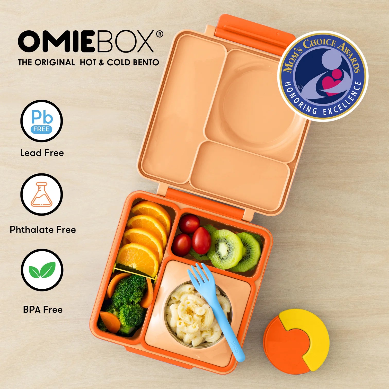 OmieBox hot & cold - Lunchbox s vyberateľnou termonádobou Poppy Orange