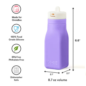 OmieBottle 260ml - silikónová fľaška do OmieBoxu so slamkou - fialová