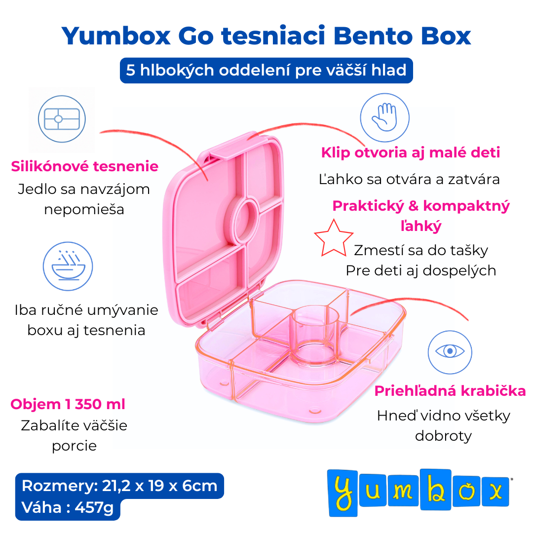 Yumbox GO - 5 oddelení ružové Sydney