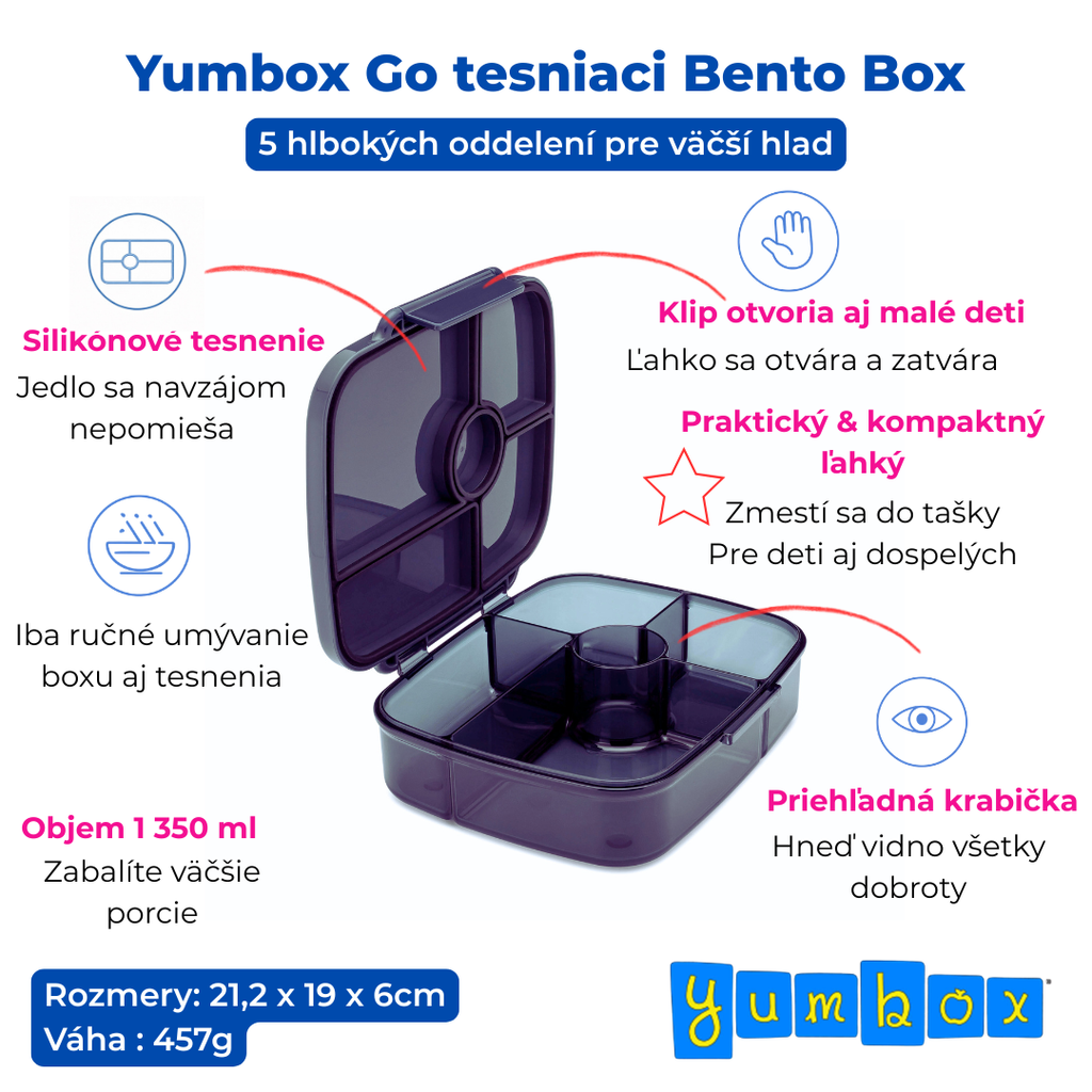Yumbox GO - 5 oddelení antracitový Berlín