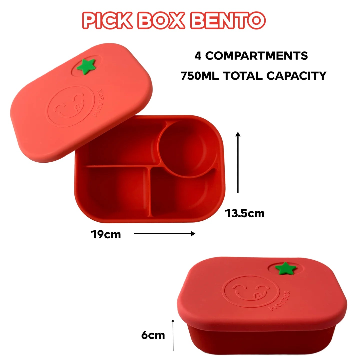 Silikónový Pick Box BENTO - 4 oddelenia - žlto modrý