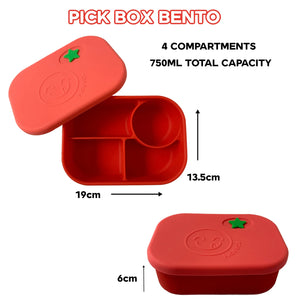 Silikónový Pick Box BENTO - 4 oddelenia - žlto modrý