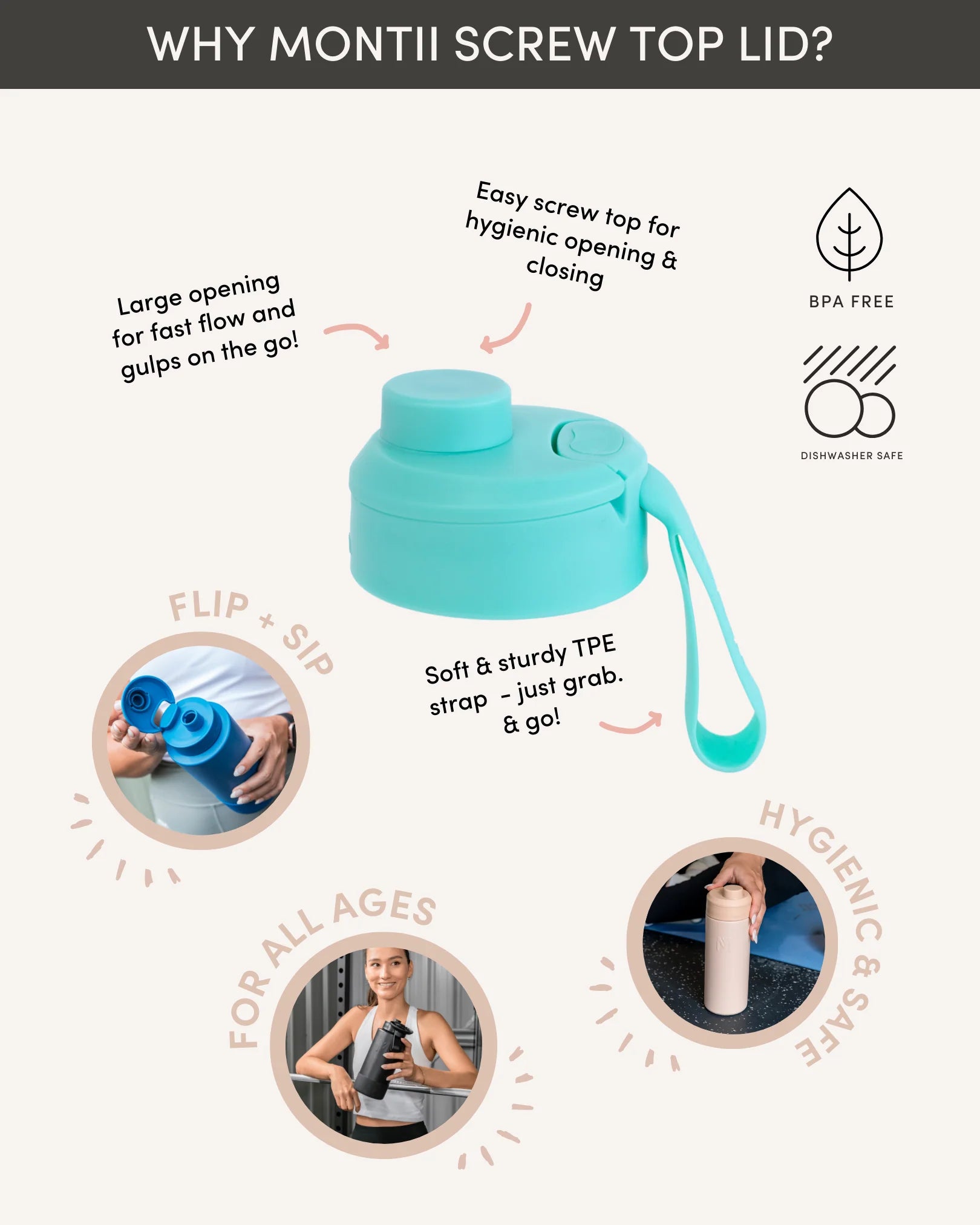 Free flow šróbovacie viečko pre všetky fľaše Montii FUSION - Súmrak