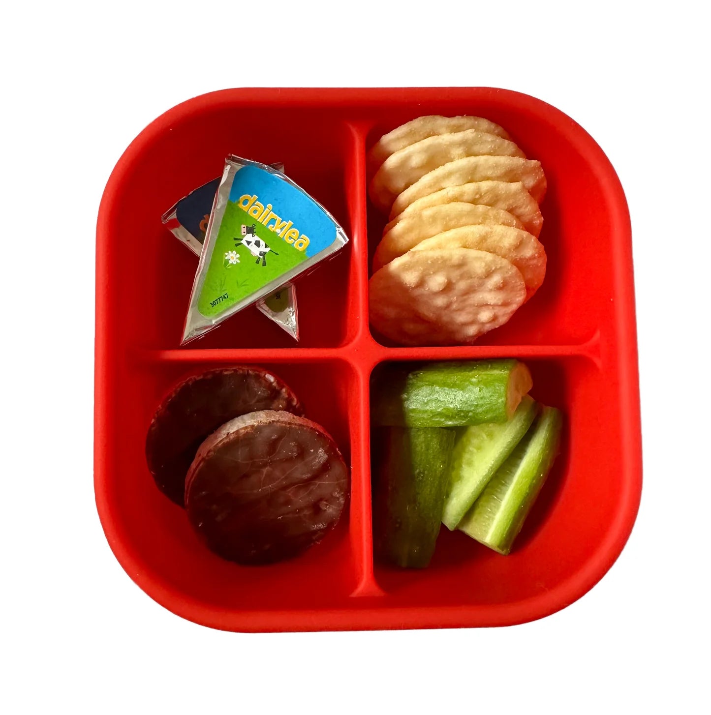 Silikónový Pick Box SNACK - 4 oddelenia - červeno ružový