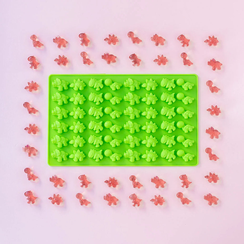 Silikónová forma na gumených dinosauríkov s pipetou  - zelená