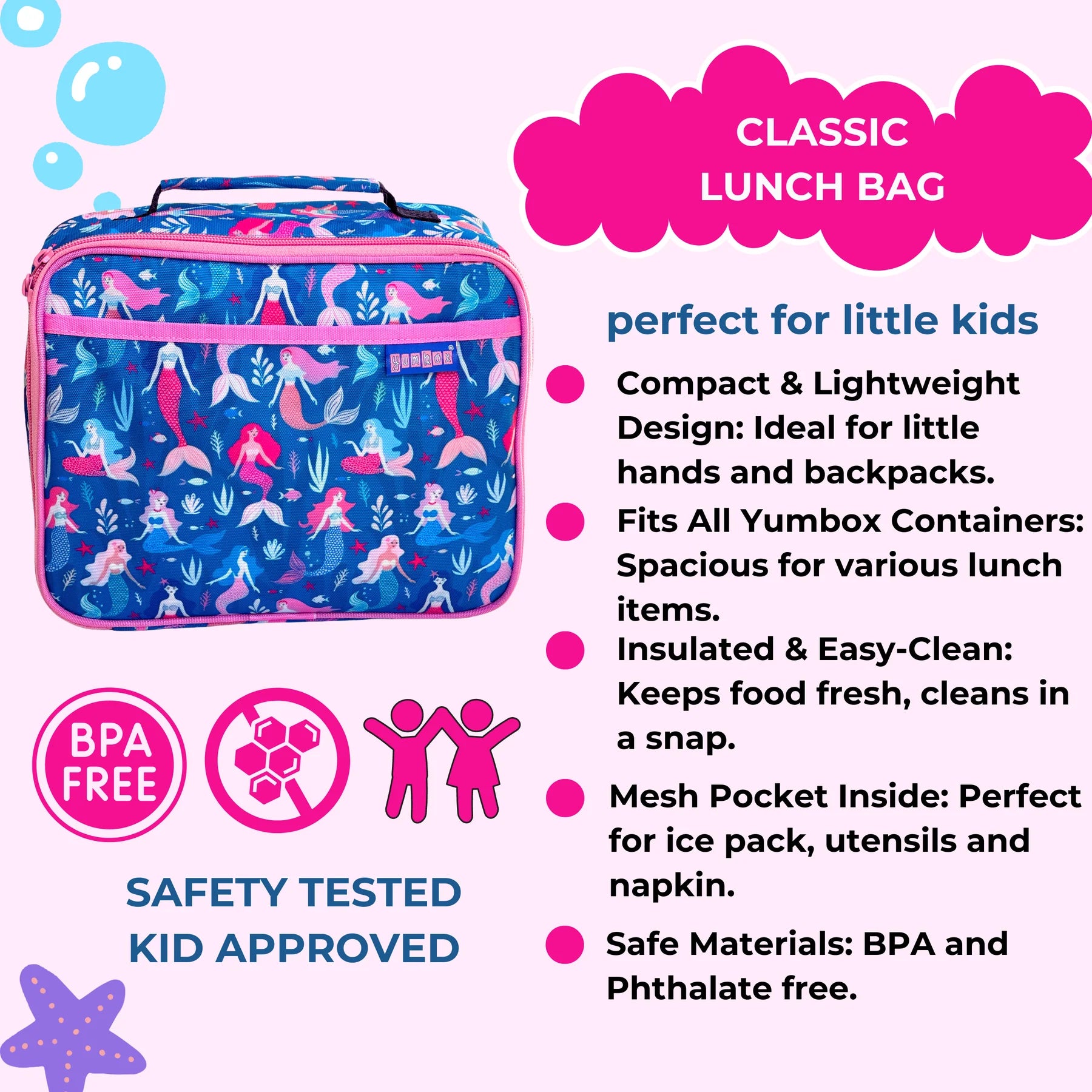 Yumbox CLASSIC termo izolačná taška na lunchbox Morské víly