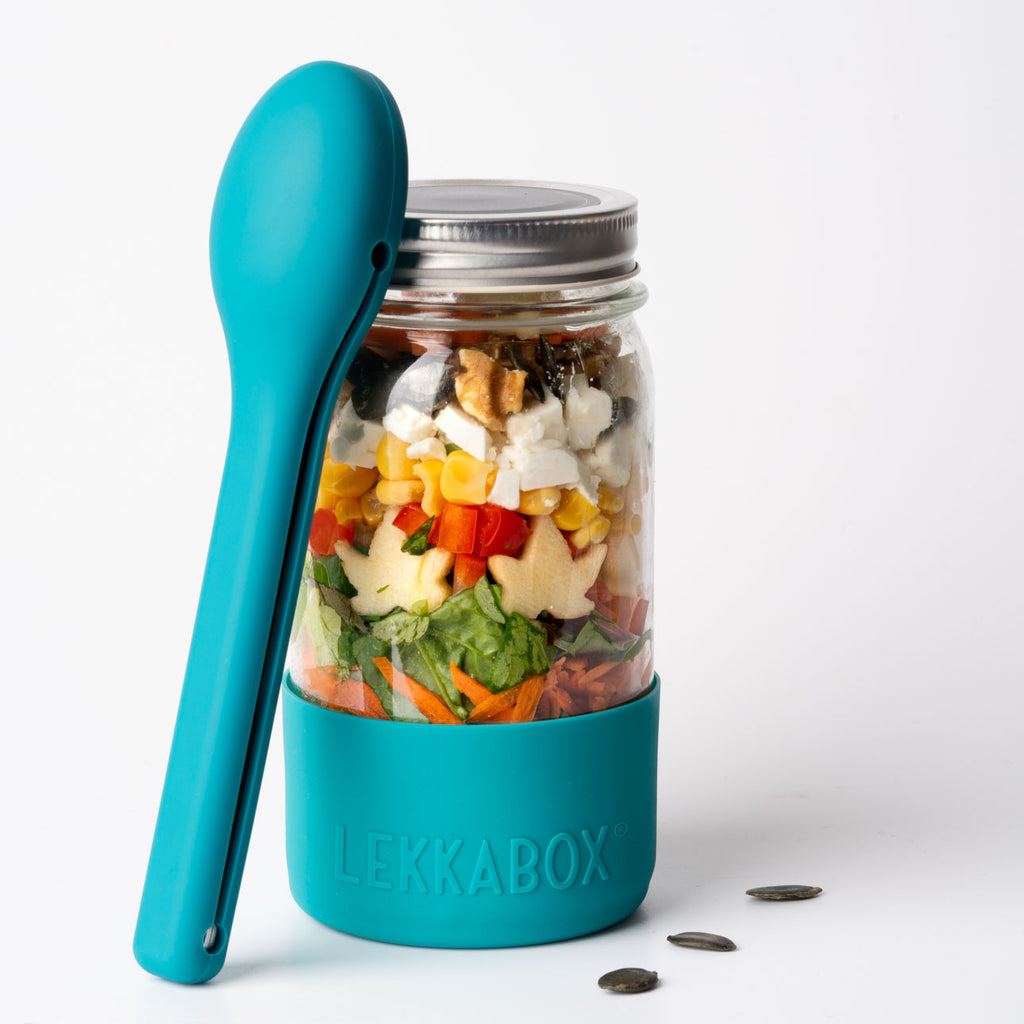 Lekkabox Meal Prep - sklenená nádoba s viečkom so silikónovým chráničom  500ml oceán