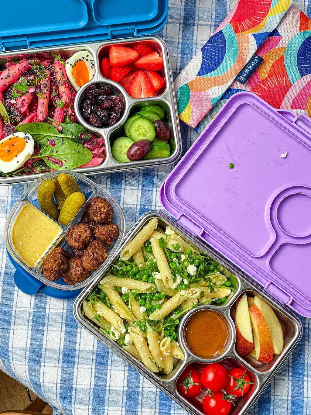 Yumbox Prêt  nerez 4 oddelenia - Modrý súmrak s trblietkami