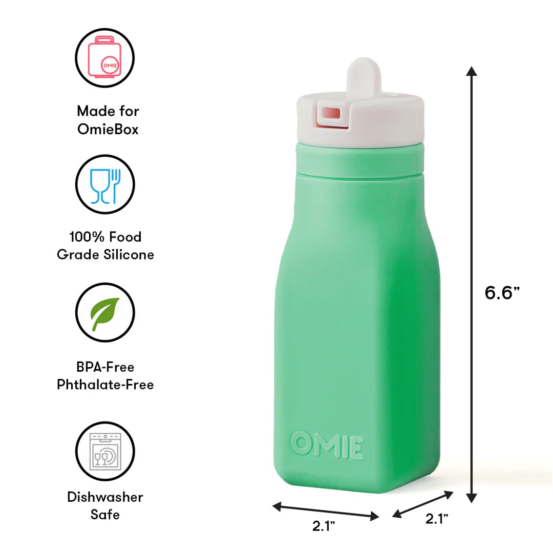 OmieBottle 260ml - silikónová fľaška do OmieBoxu so slamkou - zelená