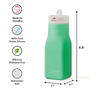 OmieBottle 260ml - silikónová fľaška do OmieBoxu so slamkou - zelená