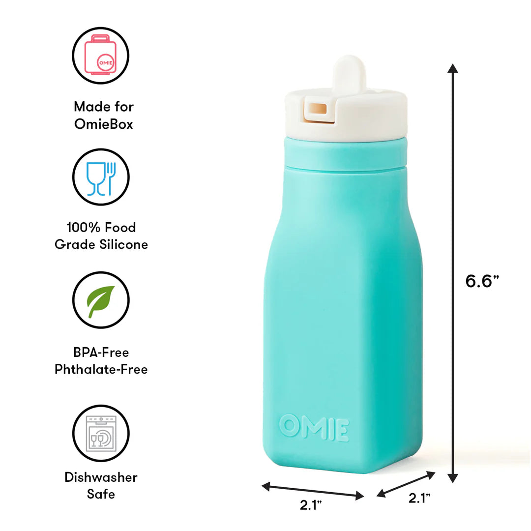 OmieBottle 260ml - silikónová fľaška do OmieBoxu so slamkou - tyrkys