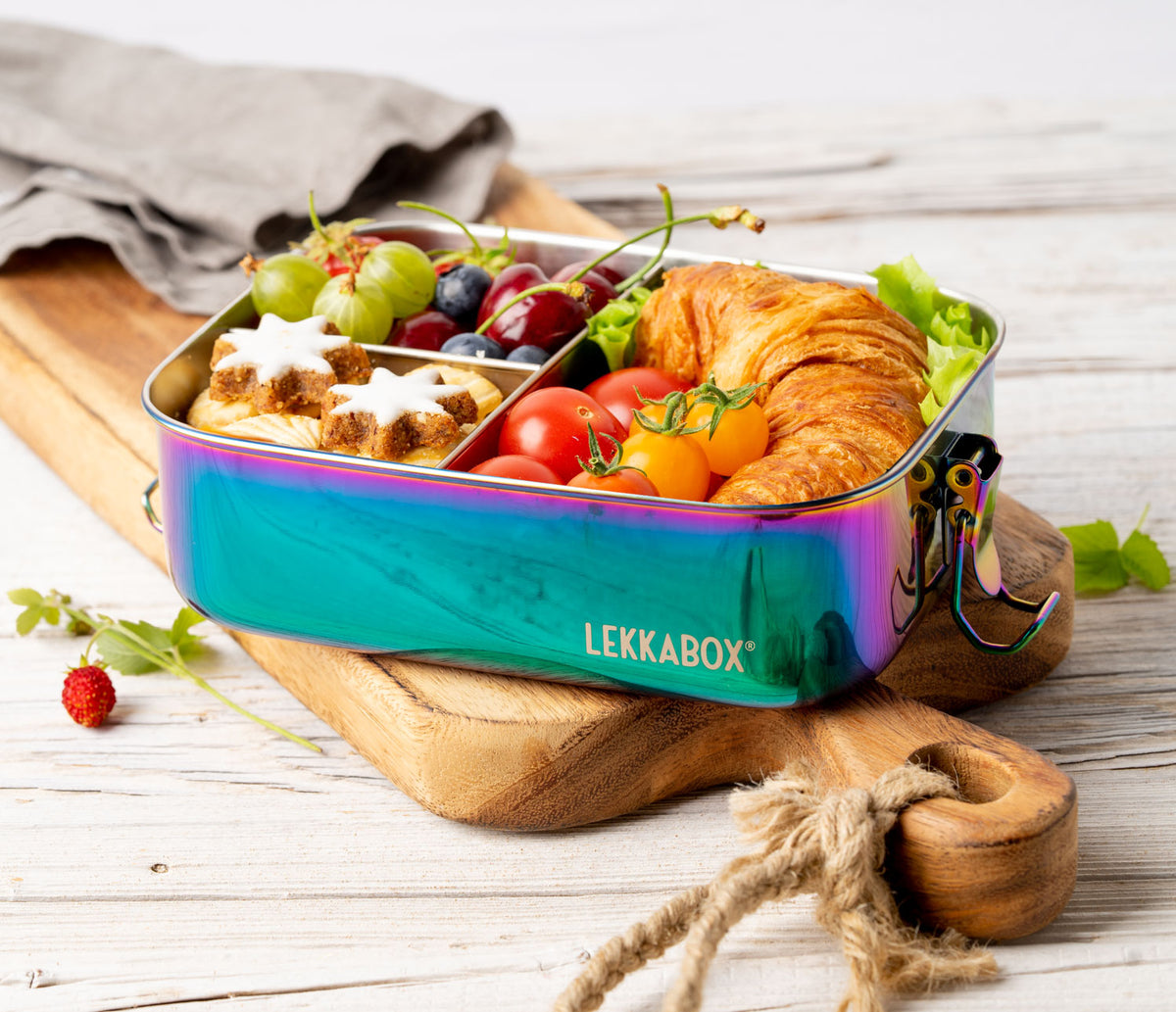 Lekkabox SAFE 1000ml s troma oddeleniami dúhová