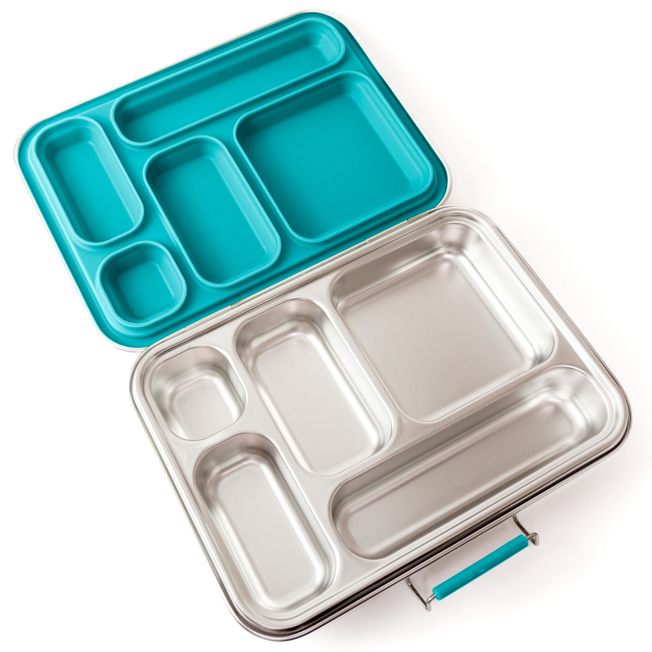 Lekkabox GRANDE - nerezový box s 5 oddeleniami - petrolejová