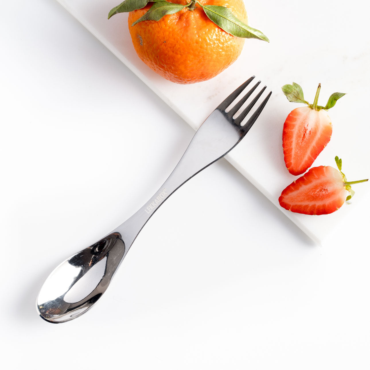 Veľká nerezová vidličko-lyžička strieborná