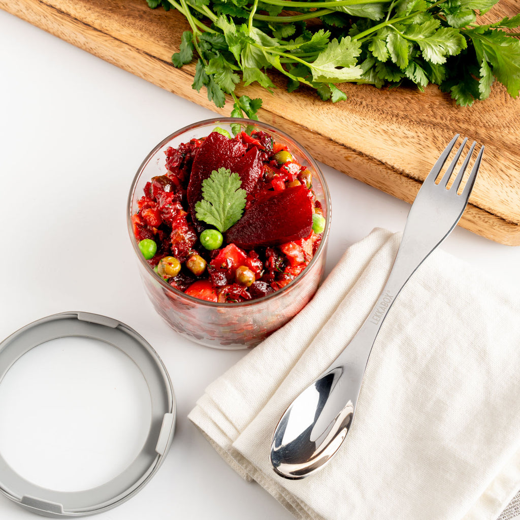 Veľká nerezová vidličko-lyžička strieborná