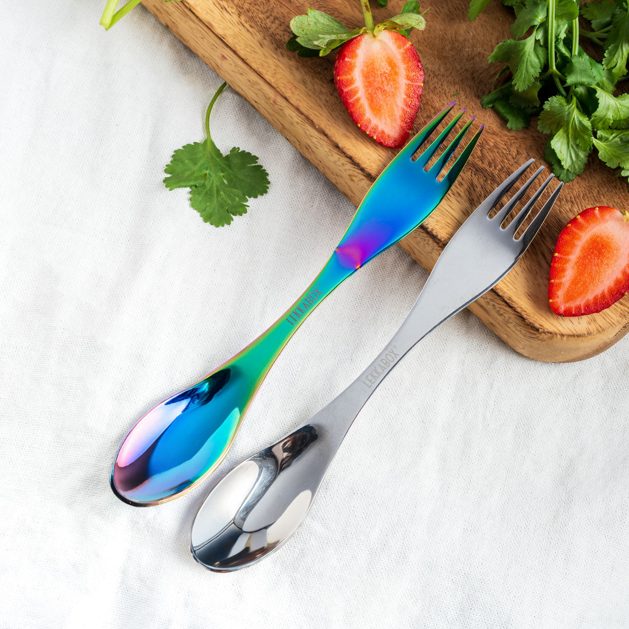 Veľká nerezová vidličko-lyžička strieborná