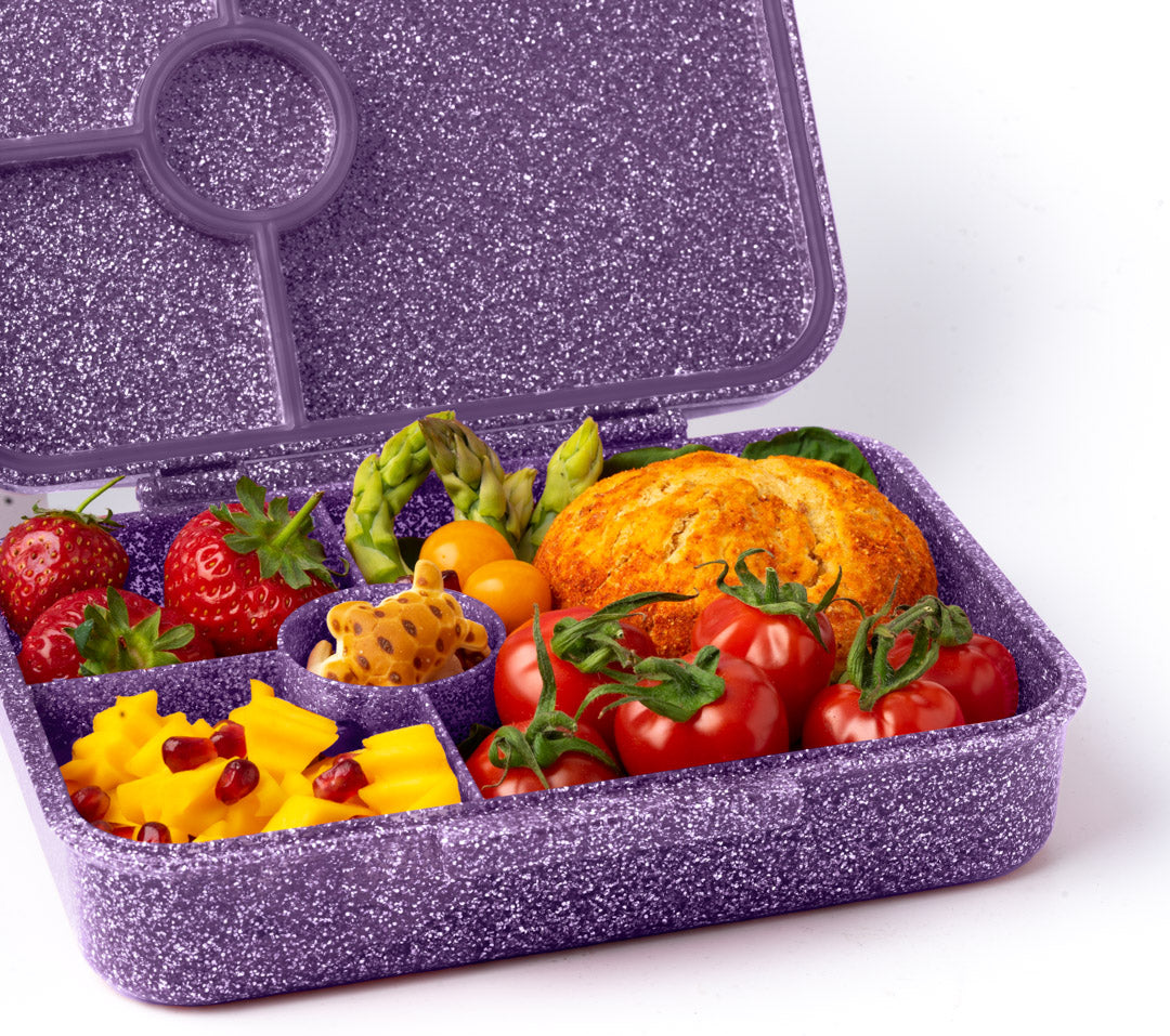 Lekkabox Glamour  so 4 oddeleniami - fialový s trblietkami