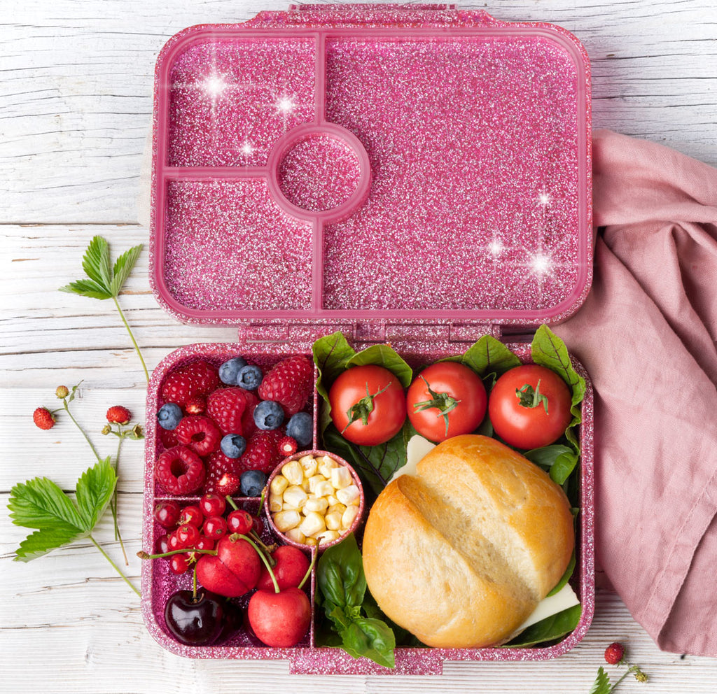 Lekkabox Glamour  so 4 oddeleniami - ružový s trblietkami