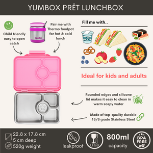 Yumbox Prêt  nerez 4 oddelenia - versaillská ružová