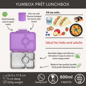 Yumbox Prêt  nerez 4 oddelenia - levanduľová fialová