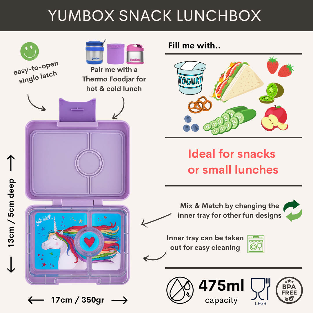 Yumbox Snack 3 oddelenia fialová - jednorožec
