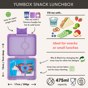 Yumbox Snack 3 oddelenia fialová - jednorožec