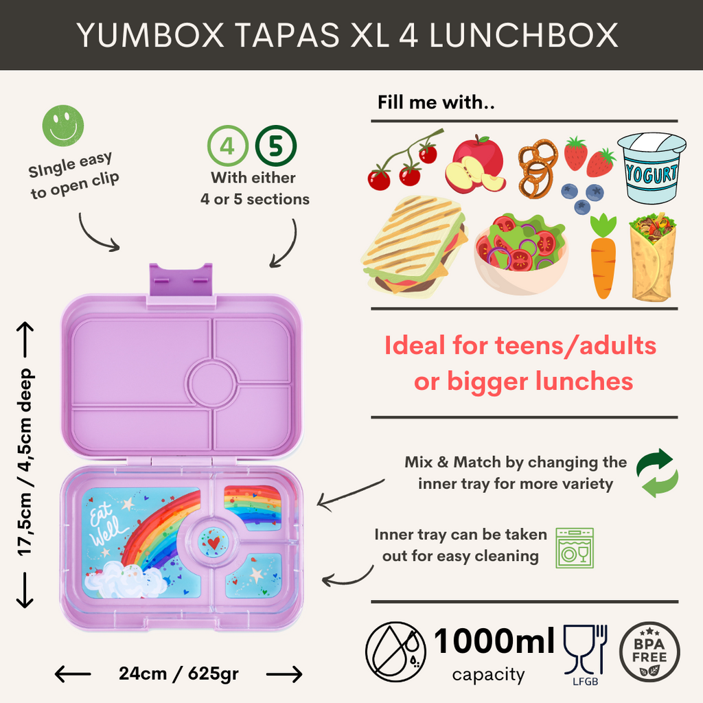 Yumbox XL Tapas 4 oddelenia Sevillská fialová