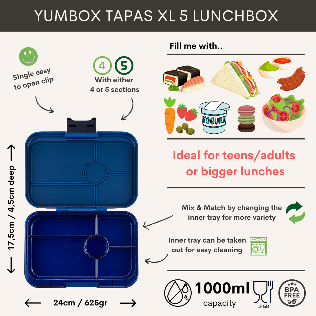 Yumbox XL Tapas 5 oddelení Monte Carlo modrá (transparentná modrá tácka)