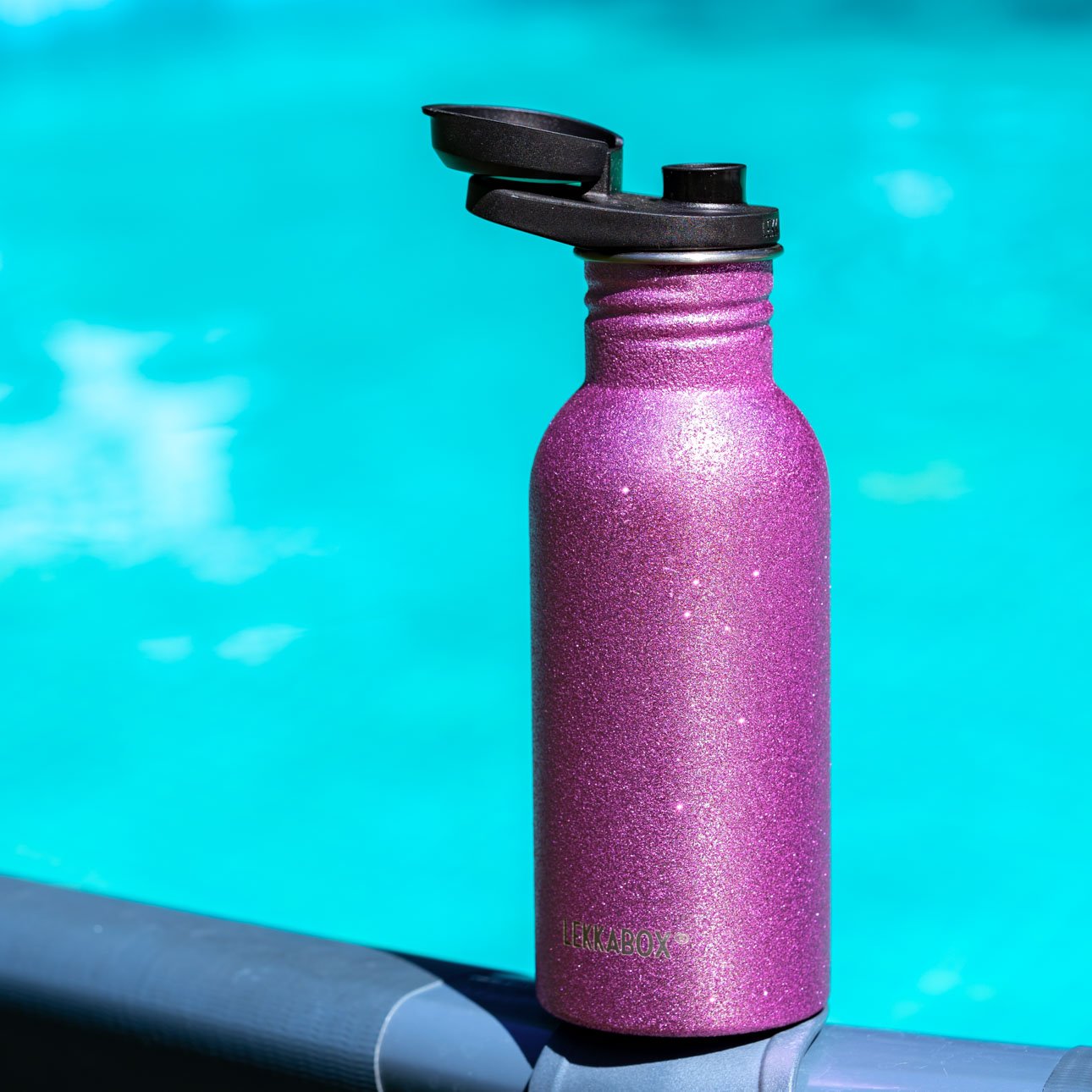 Lekkabox GO 500ml - ľahká nerezová fľaša - ružová s trblietkami