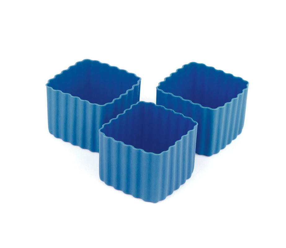 Sada 3 štvorcových silikónových formičiek tmavo modrá Little Lunch Box Co
