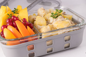 Lekkabox Prep Lunchbox 900ml s dvoma oddeleniami - sklo a silikónový chránič