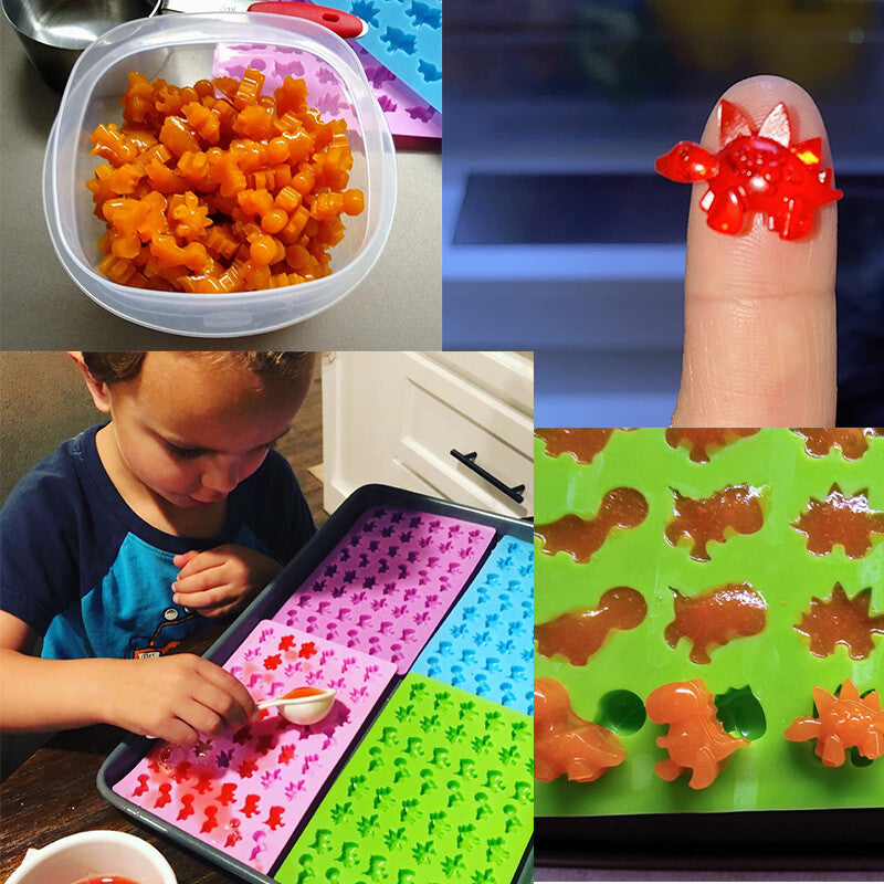 Silikónová forma na gumených dinosauríkov s pipetou  - zelená