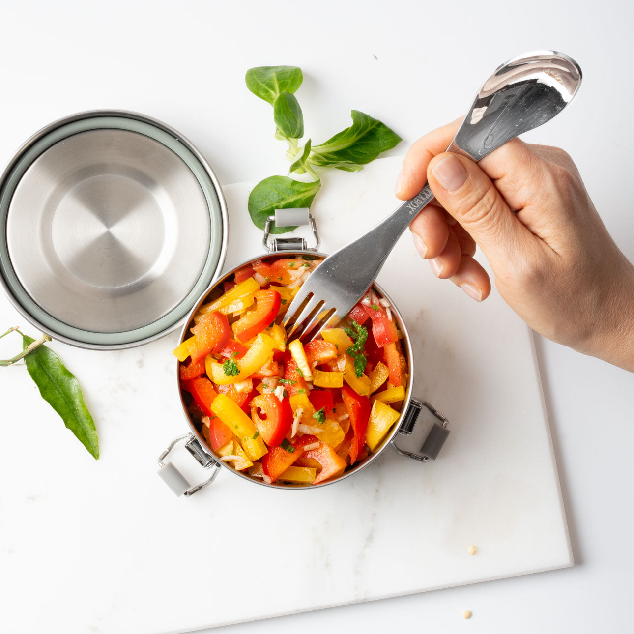 Veľká nerezová vidličko-lyžička strieborná