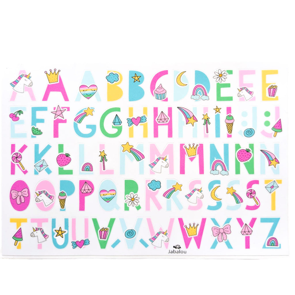 Vodeoodolné nálepky písmenká - jednorožce