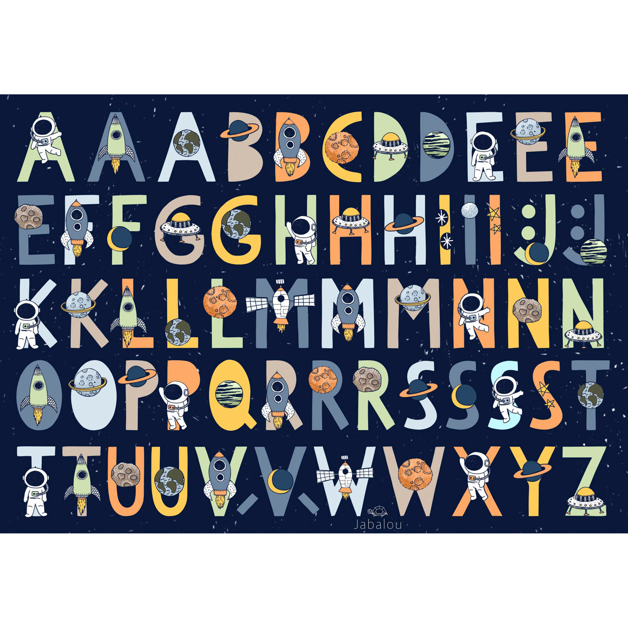 Vodeoodolné nálepky písmenká - vesmír