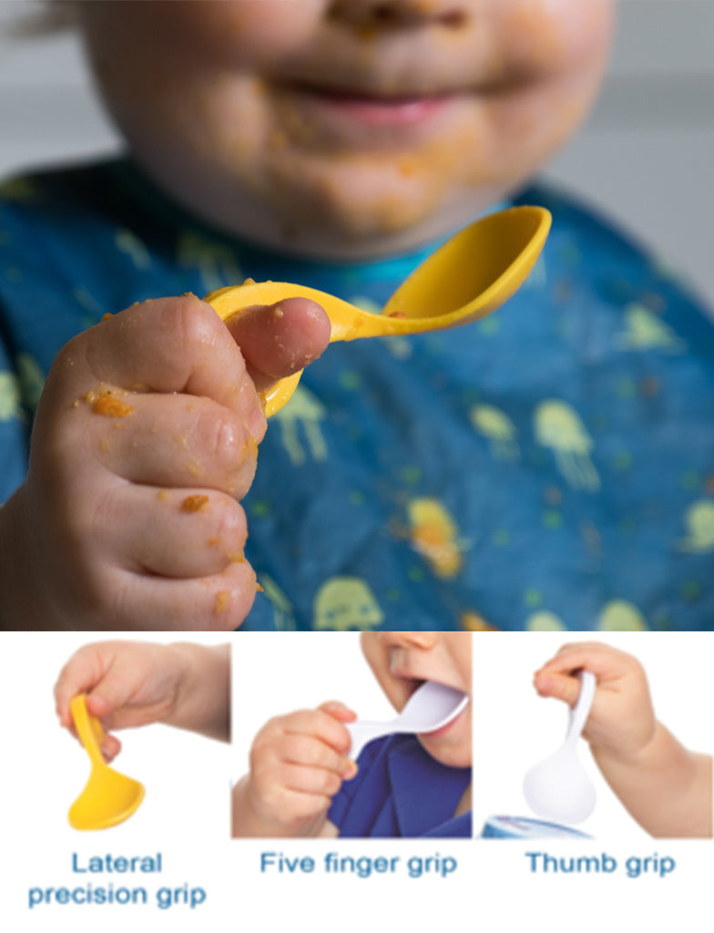 Prvá lyžička pre detičky ICan, sada 2 kusov - modro biela