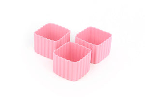 Sada 3 štvorcových silikónových formičiek ružová Little Lunch Box Co