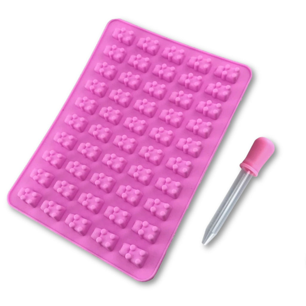 Silikónová forma na gumových medvedíkov s pipetou - ružová