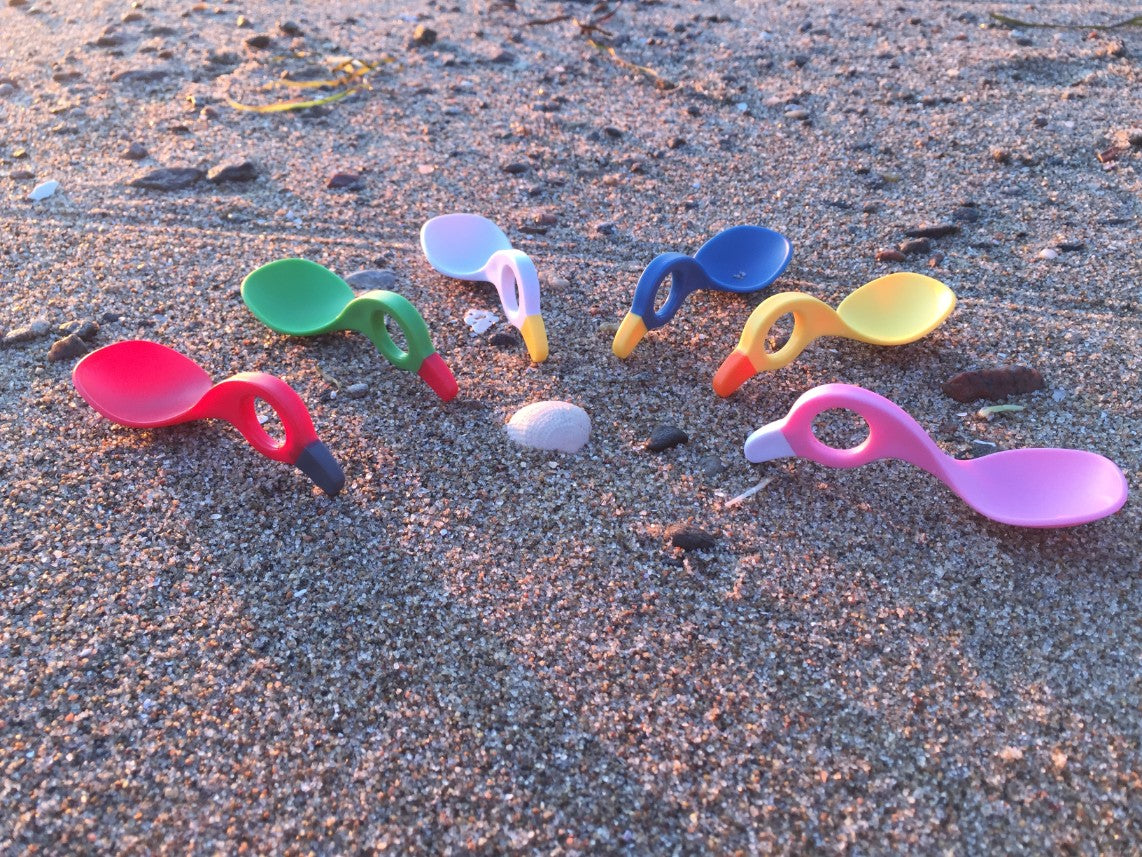 Prvá lyžička pre detičky ICan, sada 2 kusov - modro biela