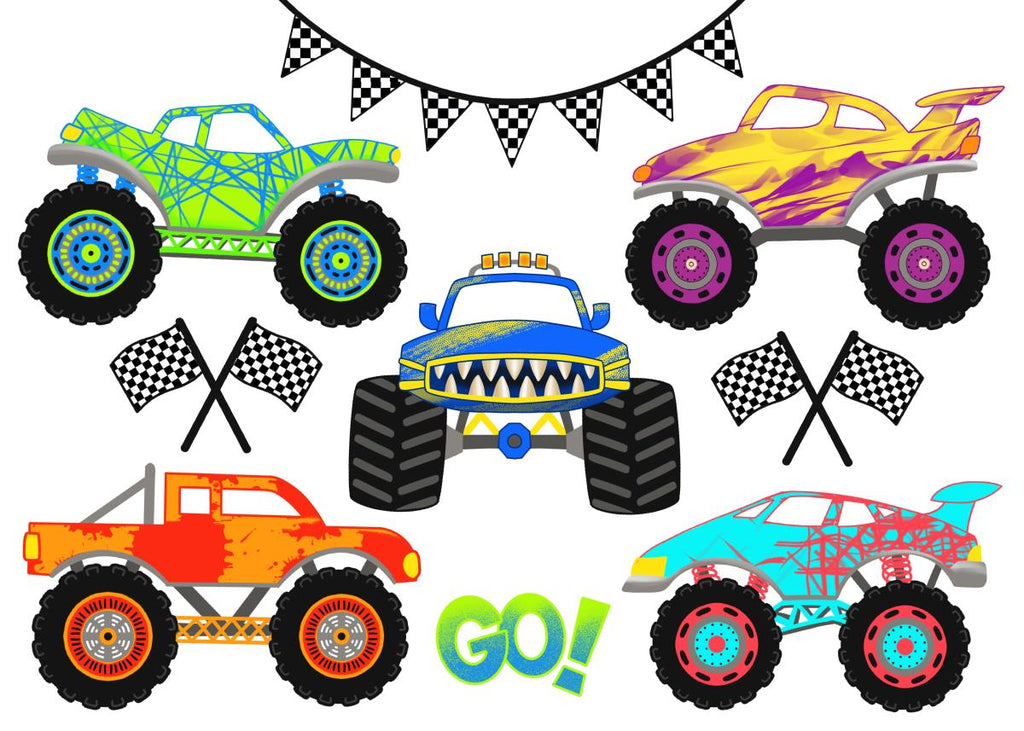 Vodeoodolné nálepky Monster trucks