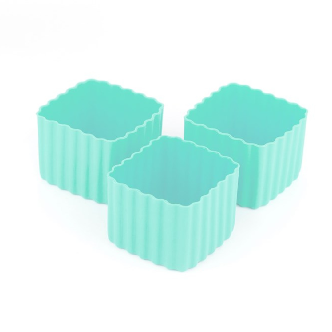 Sada 3 štvorcových silikónových formičiek mätová Little Lunch Box Co