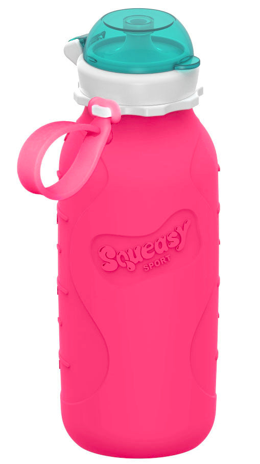 Squeasy Snacker Sport - silikónová fľaša 470ml ružová
