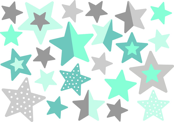 Vodeoodolné nálepky Hviezdy mentolovo-sivé