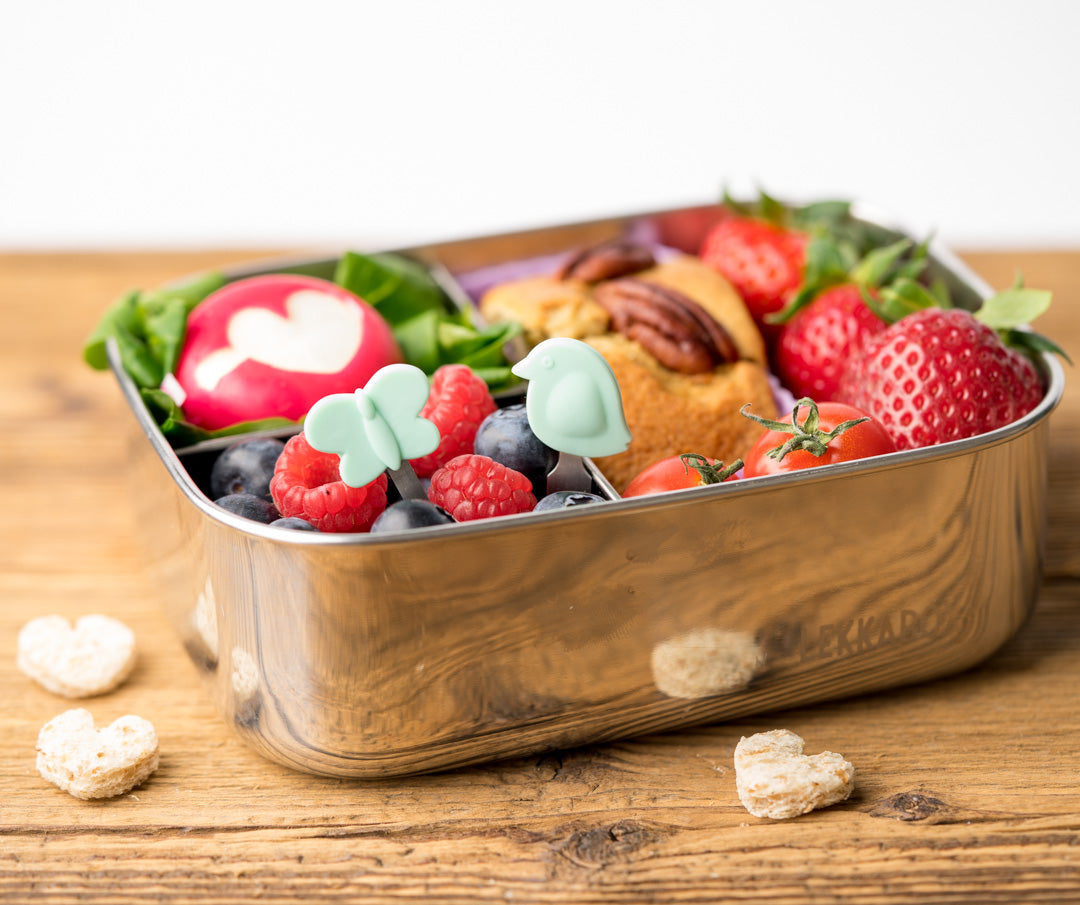 Set 4 krátkych nerezových napichovátok Lekkabox - magická záhrada