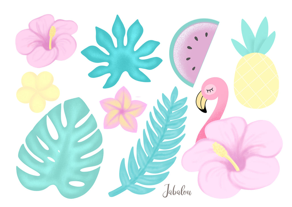 Vodeodolné nálepky tropická záhrada