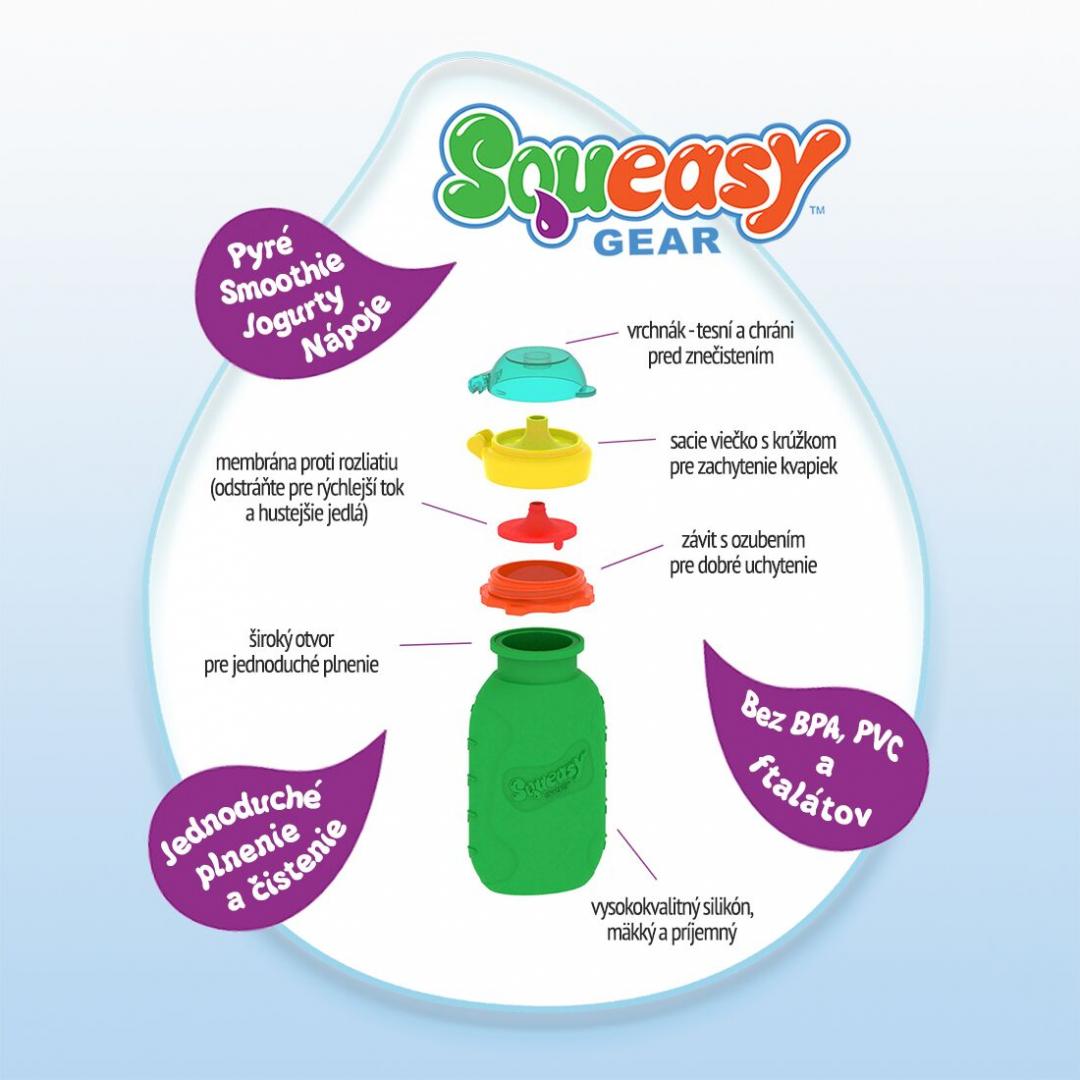 Squeasy Snacker Sport - silikónová fľaša 470ml tyrkysová