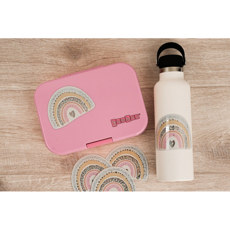 Trblietavá vodeodolná nálepka Dúha