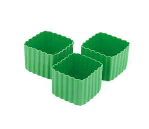 Sada 3 štvorcových silikónových formičiek zelená Little Lunch Box Co