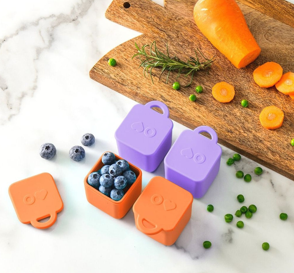 OmieDip - sada 2 silikónových dózičiek fialová a oranžová