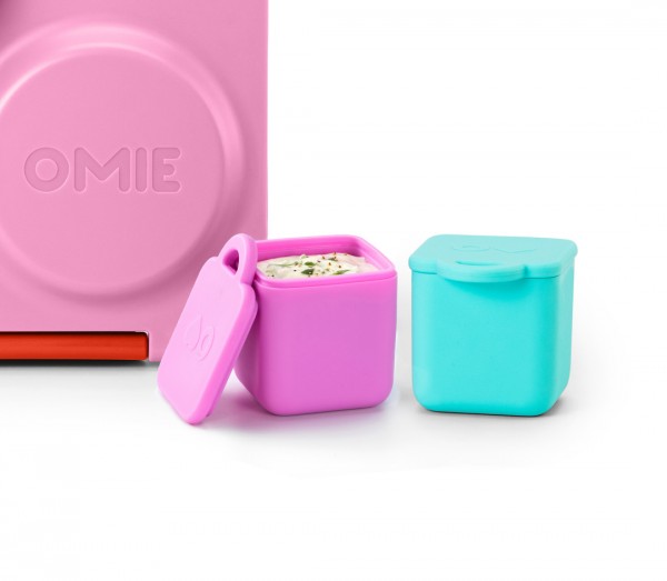 OmieDip - sada 2 silikónových dózičiek ružová a tyrkysová
